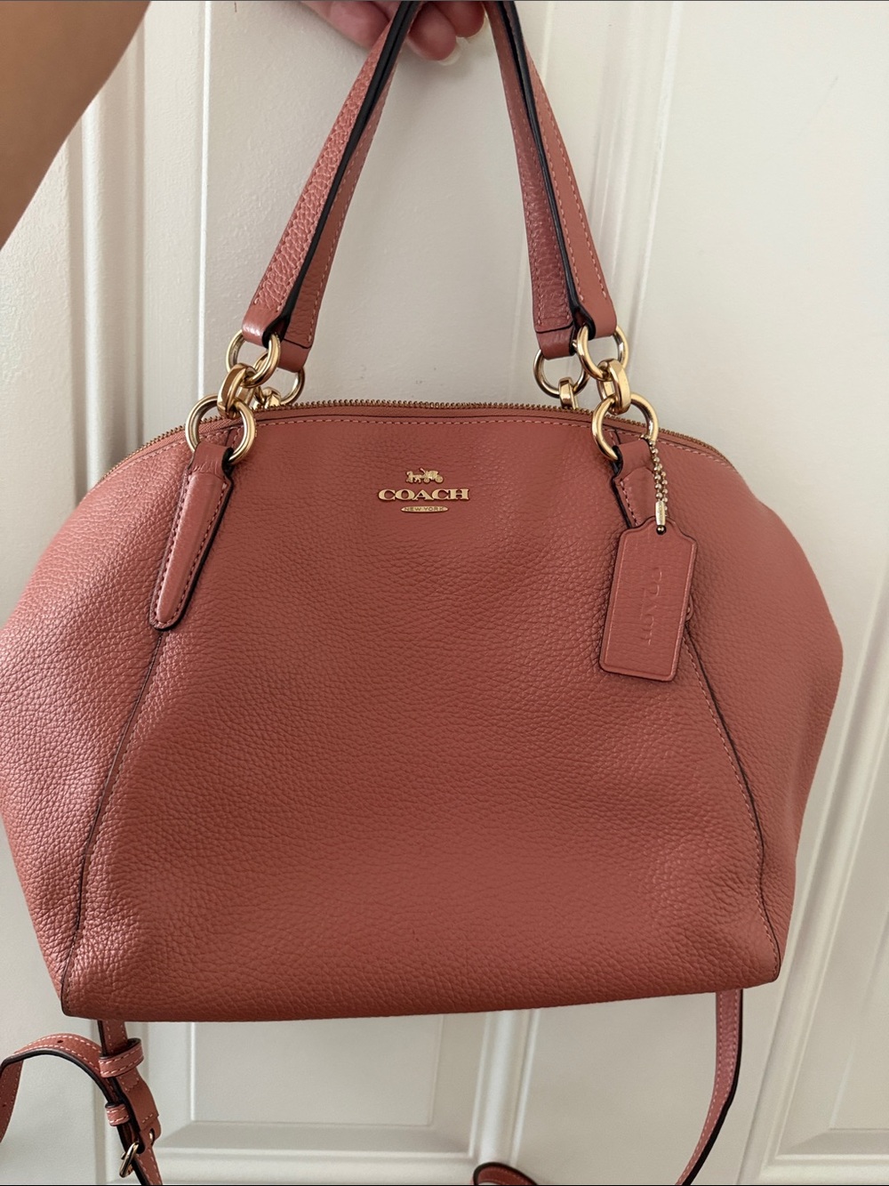 Coach Pebbled Leather Satchel in Dusty Rose